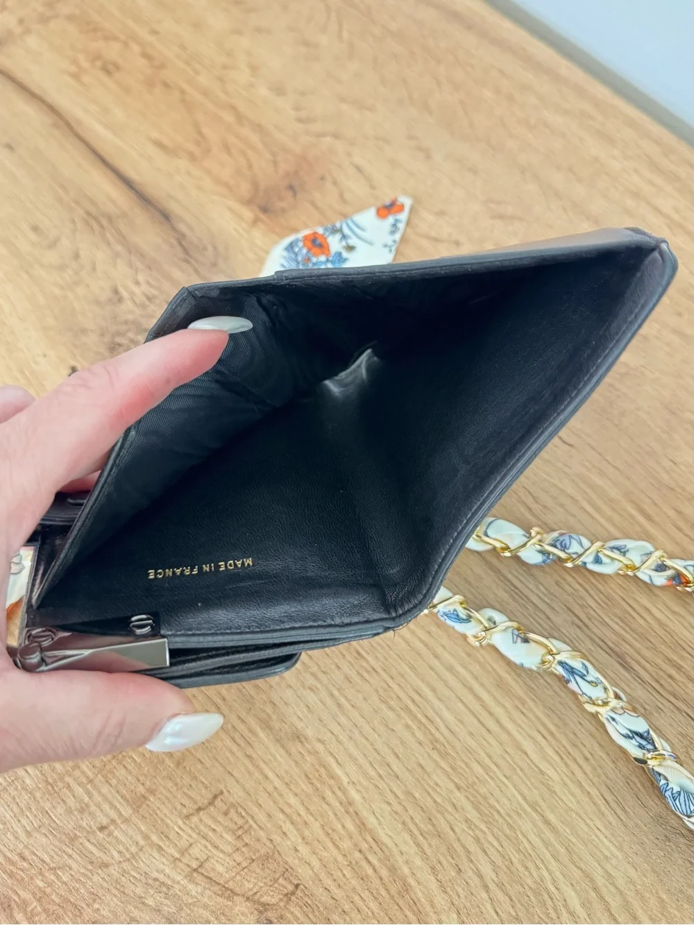 Authentic Vintage Chanel CC Wallet On Chain Crossbody Bag Black Lambskin Leather